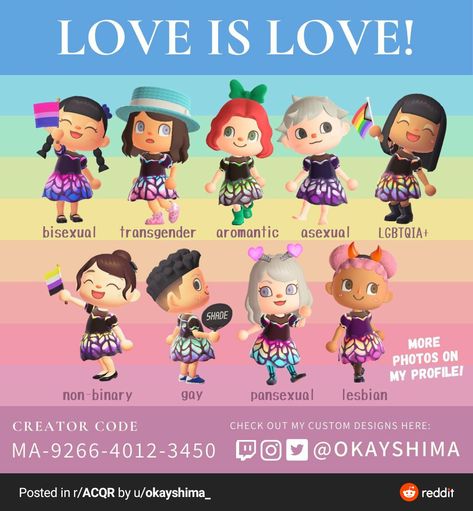 Animal Crossing Character Base, Acnh Pride, Animal Crossing Hair, Mega Base, Acnh Outfits, Animal Crossing Custom Designs, Animal Crossing Outfits, Animal Crossing Fan Art, Animal Crossing Funny