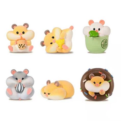 Polymer Clay Hamster, Hamster Clay, Hamster Craft, Clay Hamster, Hamster Illustration, Hamster Kawaii, Kawaii Hamster, Hamster Toys, Kawaii Panda