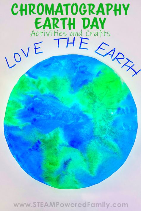 Earth Day Chromatography Crafts Earth Day Stem, Earth's Spheres, Science Kids, Earth Craft, Steam Education, Earth Day Crafts, Earth Day Activities, Love Of Learning, Simple Poster