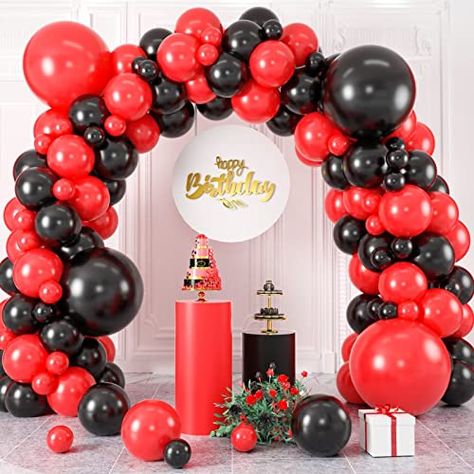 Red and Black Balloon Arch Kit, Black and Red Balloon Garland Kit, Red Black Latex Balloons Different Sizes 18/12/10/5 inch for Wedding Bridal Shower Birthday Bachelorette Graduation Party Decorations Red And Black Balloon Arch, Red Balloon Garland, Black Balloon Arch, First Birthday Balloons, Black Balloon, Balloon Arch Kit, Small Balloons, Balloon Chain, Large Balloons