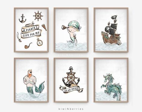 I really like this! Kid Room Decor For Boys, Pirate Wall Art, Pirate Nursery, Pirate Room, Kids Printable Art, Boy Printable, Pirate Art, Boys Room Wall Art, Theme Wall