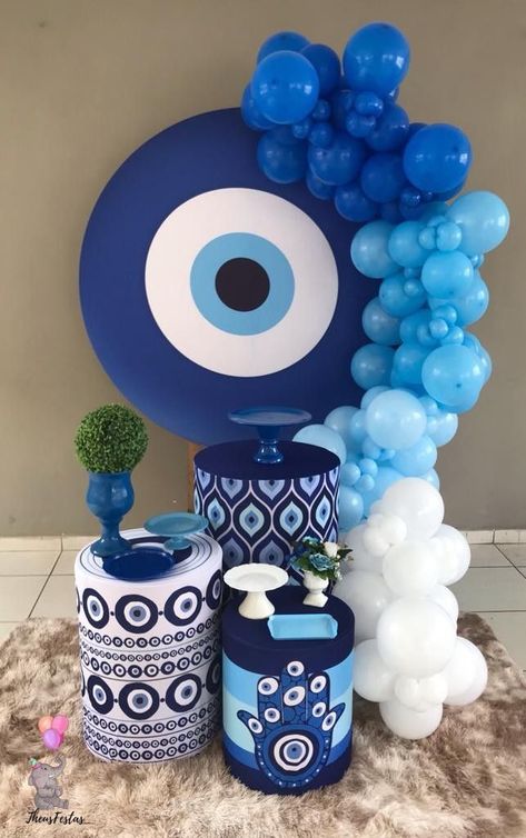 Evil Eye Themed Birthday Party, Evil Eye Balloon Garland, Evil Eye Birthday Theme, Evil Eye Party Decoration, Evil Eye Theme Decor, Evil Eye Birthday Decoration, Evil Eye Theme Party, Evil Eye Birthday Party, Evil Eye Party