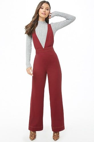 Forever 21 Plunging Pinafore Jumpsuit , Burgundy 29.90 USD Pinafore Jumpsuit, Burgundy Jumpsuit, Culotte Jumpsuit, Casual Jumpsuit, Vintage Coat, Fall Fashion Outfits, Vintage Style Outfits, Pop Fashion, Bold Fashion