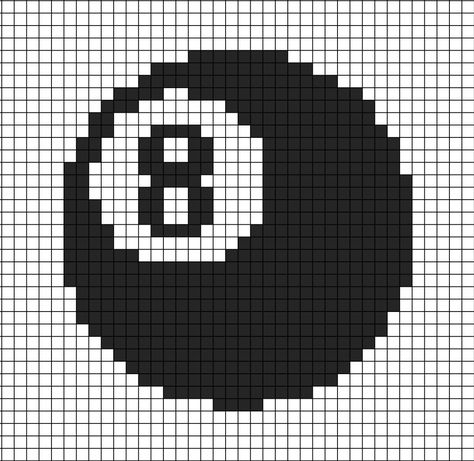 A large pixel art template of the Magic 8 Ball from the sports game Pool. Graph Crochet, Easy Pixel Art, Pixel Art Templates, Pixel Drawing, Pixel Crochet, Pixel Art Grid, Pixel Design, Tapestry Crochet Patterns, Crochet Design Pattern