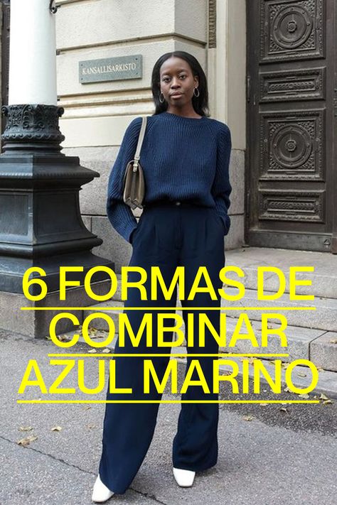 Estamos viendo al azul marino o navy blue por todos lados en estas últimas semanas, y aquí te decimos cómo combinar este tono clásico según el tipo de look que quieras lograr Navy Blue Leggings Outfit, Navy Blue Outfits, Outfits Azul, Blue Leggings Outfit, Navy Blue Outfit, Marine Outfit, Navy Blue Leggings, Navy Outfit, Outfit Mujer