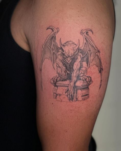 thank u so much for allowing me to do this one on you (: Gargoyle Tattoos, Gargoyle Tattoo, Thank U So Much, Body Mods, Thank U, So Happy, Tattoo Artists, Feel Like, Tatting