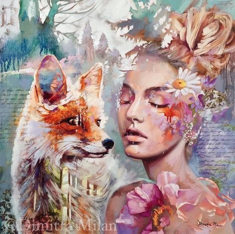 Milan Art Institute, Dimitra Milan, Milan Art, Abstract Realism, Art Fox, Abstract Portraits, Fox Art, Art Et Illustration, Arte Animal