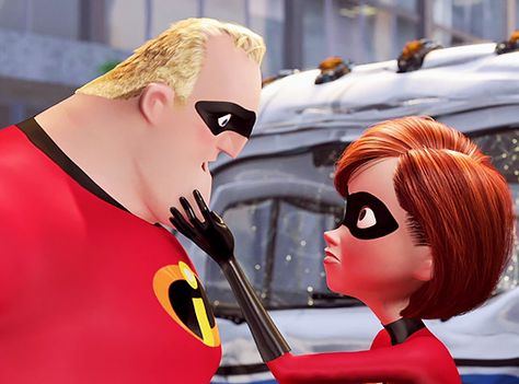 From Pixar’s The Incredibles (2004) Mr And Mrs Incredible, The Incredibles 2004, Mrs Incredible, Disney Incredibles, Disney Pixar Movies, Neon Aesthetic, Pixar Movies, The Twilight Saga, Disney Fan Art