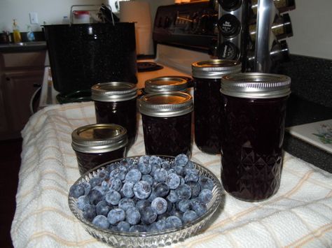 Savory and sweet with just a little heat, this jelly is prefect on just about anything.  The recipe can be found here: http://lobsterandfishsticks.com/2009/06/12/blueberry-jalapeno-jelly/ I made two huge batches over the summer and gave it away for Christmas - it was a huge hit with everyone! Blueberry Pepper Jelly Recipe, Blueberry Jalapeno Jelly Recipe, Jalapeno Jelly Recipe, Jalapeno Jelly Recipes, Pepper Jelly Recipe, Classy Cocktails, Pepper Jelly Recipes, Jalapeno Jam, Jalapeno Jelly