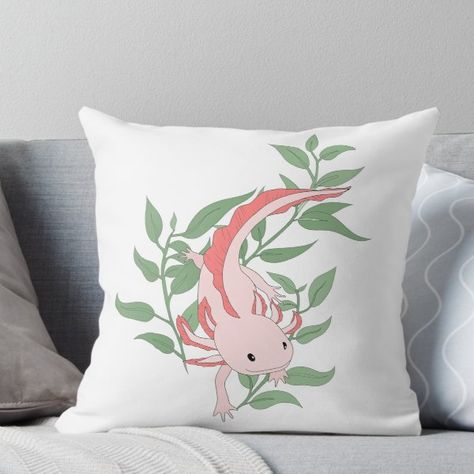 Axolotl Throw Pillow Throw Pillows Bed, Throw Pillow Sizes, Printed Throw Pillows, Bed Throws, Pillow Design, Pillow Sale, Floor Coverings, Custom Pillows, Floor Pillows