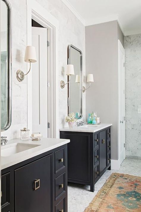 Separate Vanities, Gold Bad, Black Vanity Bathroom, Charleston Homes, Master Bath Remodel, Classic Bathroom, Home Luxury, Trendy Bathroom, Dream Bathrooms