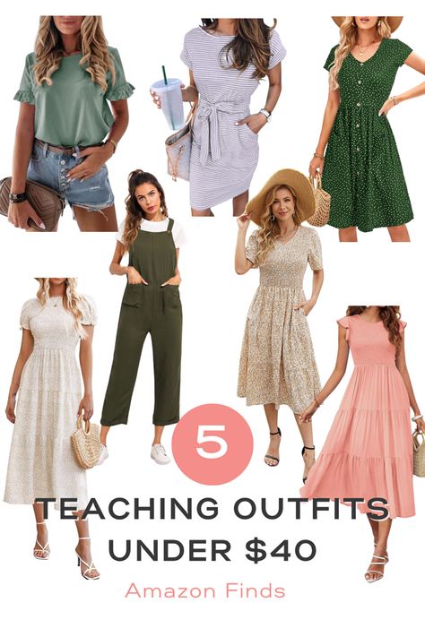 Modest and cute outfits perfect for teachers! Back to school teacher must haves from amazon for under $40. Work Outfits Women Teacher, Amazon Work Outfits Women, Amazon Teacher Outfits, Teacher Fashion, Teacher Must Haves, Teacher Wardrobe, Teaching Outfits, Teacher Outfit, Teacher Style