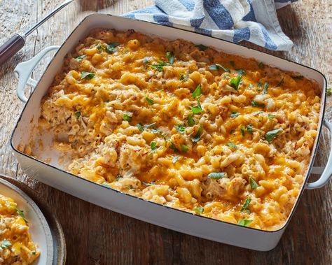 Recipe of the Day: Kardea's Seafood Mac + Cheese | Take your mac and cheese to the next level with crabmeat, tarragon and THREE different types of cheese! Delicious Miss Brown, Kardea Brown, Seafood Mac And Cheese, Barbecue Sides, Brown Food, Brown Recipe, Mac And Cheese Recipe, Best Comfort Food, Mac N Cheese Recipe