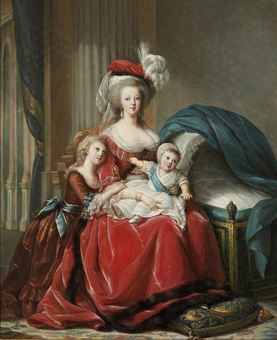 Portrait of Marie Antoinette, Queen of France, (1755-1793), with her children Marie-Thérèse (1778-1851) and Louis-Charles, subsequently the titular King Louis XVII (1785-1795), ca. 1789 after the 1787 portrait by Louise-Elisabeth Vigee Le Brun.  The first Dauphin, Louis-Joseph, who died in 1789, is missing in this copy. Hur Man Målar, French Revolution, Oil Painting Reproductions, Painting Reproductions, Historical Events, Marie Antoinette, Metropolitan Museum Of Art, Metropolitan Museum, Versailles