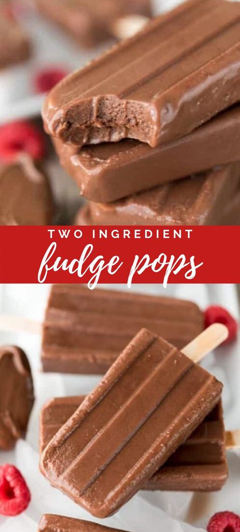 These EASY Fudge Pops are homemade and have only 2 ingredients! Fudge Sicles Popsicle Recipes, Fudge Popsicle Recipe, Summer Refreshers, Fudge Popsicles, Family Drinks, 2 Ingredient Fudge, Fudge Pops, Weight Watcher Desserts, Easy Fudge