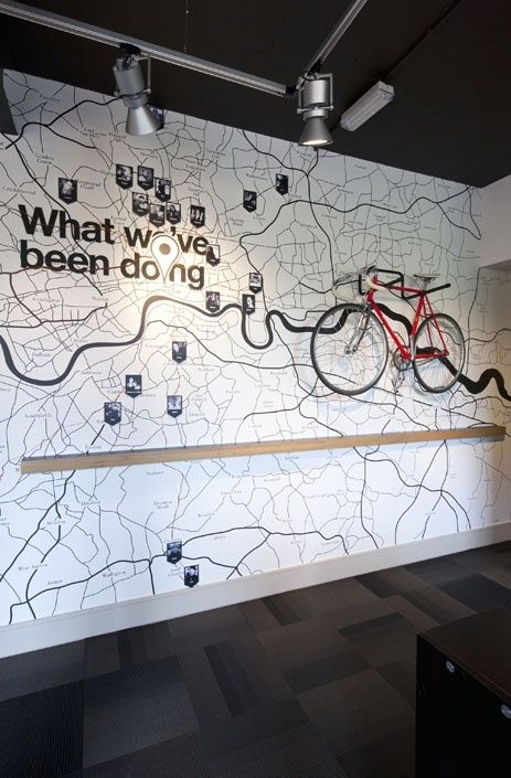 Wall Graphics Design, Office Graphics, Office Wall Design, Environmental Graphic Design, Office Branding, Bike Lane, Wall Maps, Environmental Design, Environmental Graphics