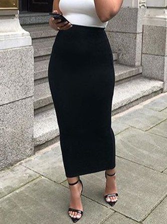 Elegant Slim Fit Solid Skirt Long Skirt Outfits For Work, Bodycon Skirt Outfit Casual, Black Bodycon Skirt Outfit, Bodycon Maxi Skirt Outfit, Body Con Skirt Outfit, Long Fitted Skirt Outfits, Black Maxi Skirt Outfit For Work, Long Tight Skirt Outfits, Maxi Skirt Outfit Black Women