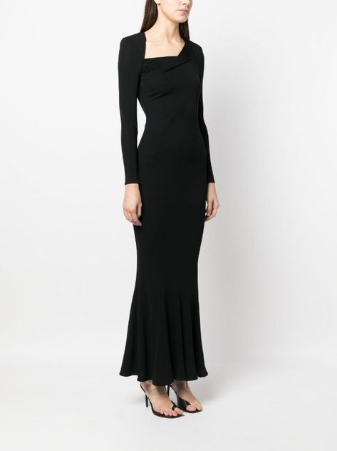 Roland Mouret long-sleeved Maxi Dress - Farfetch Roland Mouret Dress, Designer Evening Gowns, Maxi Jersey Dress, Jenny Packham, Roland Mouret, Evening Gowns Formal, Long Sleeve Maxi, Roberto Cavalli, Long Sleeve Maxi Dress