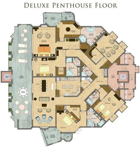 Large Penthouse Floor Plan, Penthouse Blueprints, Luxury Penthouse Apartment Floor Plans, Small Penthouse Apartment, Penthouse Floorplan, Small Penthouse, Penthouse Floor Plan, Penthouse Apartment Floor Plan, Penthouse Layout