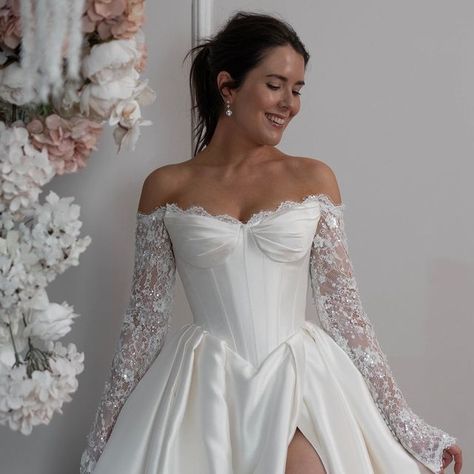 Blanche on Instagram: "Who’s fallen in love with GAIA 2.0’s basque waist?" Basque Waist Wedding Dress Long Sleeve, Wedding Dresses Basque Waist, Basque Waist Wedding Dress With Sleeves, Basque Wedding Dresses, Wedding Dress Basque Waist, Basque Wedding Dress, Baroque Wedding Dress, November Wedding Dress, Basque Waist Dress