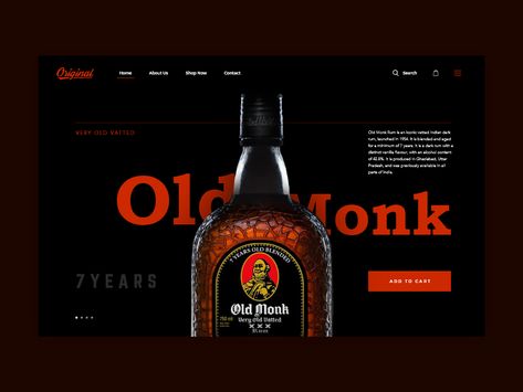 Liquor Store - Landing Page website design minimal branding ux ui Alcohol Presentation Design, Whiskey Website Design, Liquor Website Design, Alcohol Website Design, Website Design Minimal, Wine Presentation, Black Website, Alcohol Ads, Packaging Presentation