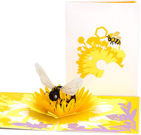 EXCLUSIVE:The white cover of the Bee & Flower pop-up card depicts a delightful illustration of a Bee on the flower.Open the pop-up card to reveal a 3D sculpture as majestic as the real thing.This bee pops out of the greeting card.This pop up card is designed by Ribbli Studio.

HANDMADED: This pop-up card isn’t an ordinary greeting card. The card is made of high quality paper. Carved by an automatic laser cutter and assembled by hand, we are pretty confident that the receiver will like it. Bee Flower, Anniversary Congratulations, 3d Sculpture, Bee Cards, Flower Handmade, Bee On Flower, White Cover, Valentines Day Birthday, Handmade Greetings