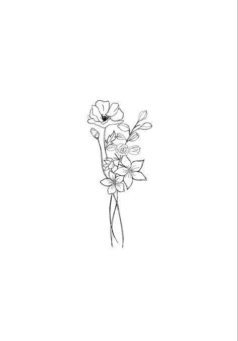 #birthflowers #tattoo #ink #flowers #tattooideas #linework Tattoo Bunch Of Flowers, Flower Tattoo Linework, Flower Bunch Tattoo, Line Work Flower Tattoo, Linework Flower Tattoo, Bunch Of Flowers Tattoo, Continuous Line Tattoo, Tattoo Font For Men, Flower Bouquet Tattoo