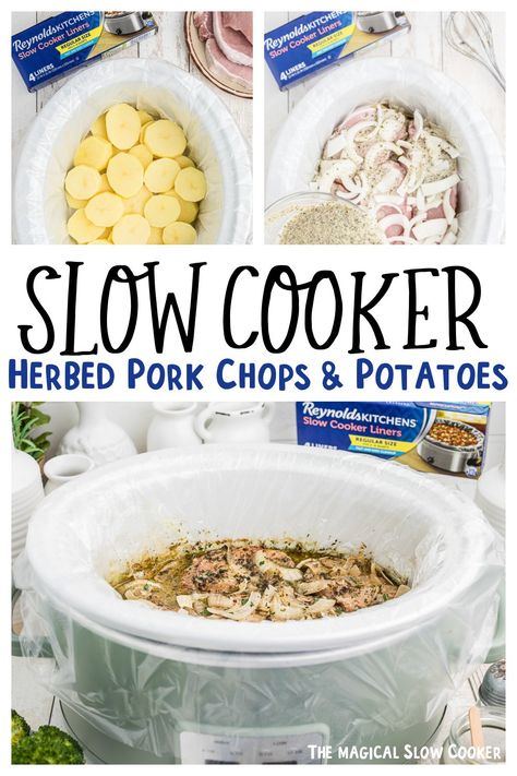 Magical Slow Cooker, Pork Crockpot Recipes, Pork Chops And Potatoes, Crock Pot Potatoes, Crock Pot Food, The Magical Slow Cooker, Crockpot Pork Chops, Slow Cooker Pork Chops, Chop Recipes