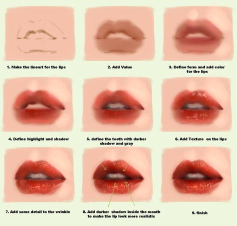 5,223 Likes, 20 Comments - Lius Lasahido (@lasahido) on Instagram: “Step by step lips #drawing #art #stepbystep #tutorial  #painting #lips” Paint Lips, Tutorial Painting, Figure Reference, Lips Drawing, China Painting, Guided Drawing, Pop Surrealism, Art Style Inspiration, Art How