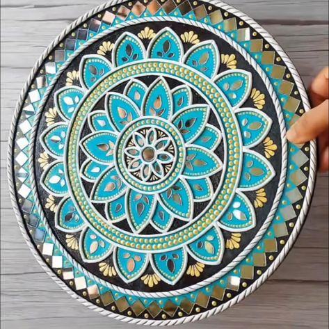 Mandala Art With Mouldit Clay, Lip Pan Art, Mudwork Art, Buddha Lippan Art, Lippon Art Designs, Mirror Clay Art, Lippan Art Design Mirror Work, Lipan Art Mirror Work Diy, Mouldit Art Ideas