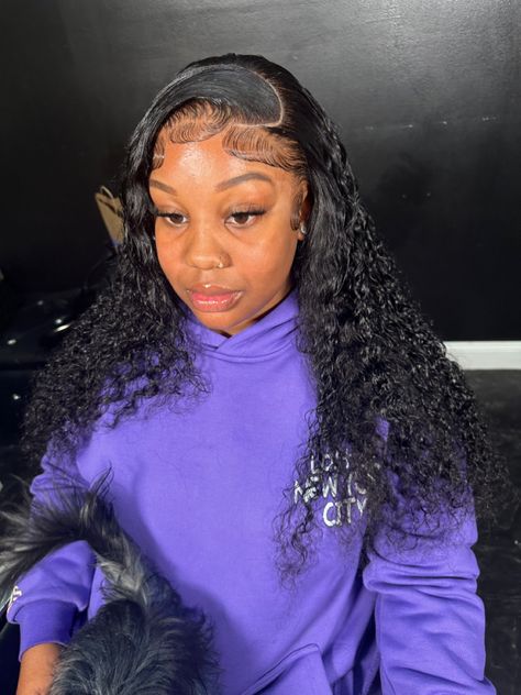 Dramatic edges deep side part on a deep wave frontal wig Follow @theprodigy on instagram for more Deep Wave Side Part, Dramatic Edges, Deep Side Part, Deep Wave Hair, Deep Wave Hairstyles, Wave Hair, Side Part, Frontal Wig, Deep Wave