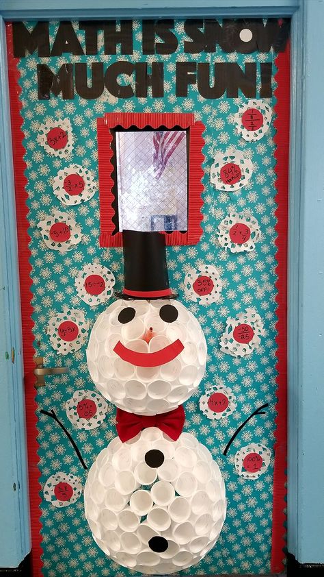 Winter Math Door Idea #christmas #Math #Doorcontest Math Winter Door Decorations, Math Classroom Christmas Door, Fact Family Christmas Tree, Math Door, Math Door Decorations, Door Decorations Christmas, Diy Christmas Door Decorations, Christmas Math Activities, Classroom Christmas Decorations