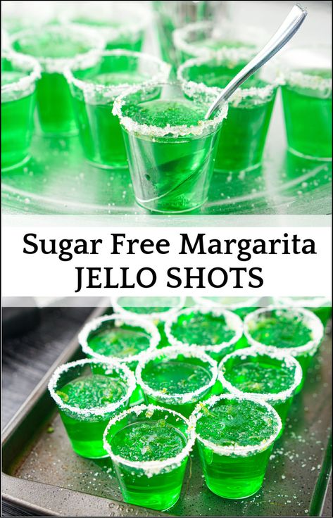 green margarita jello shots with sugar rim and text Sugar Free Jello Shots, Vegan Jello Shots, Tequila Jello Shots, Sugar Free Margarita, Margarita Jello Shots, Margarita Jello, Jello Shots Vodka, Jello Pudding Shots, Keto Pudding