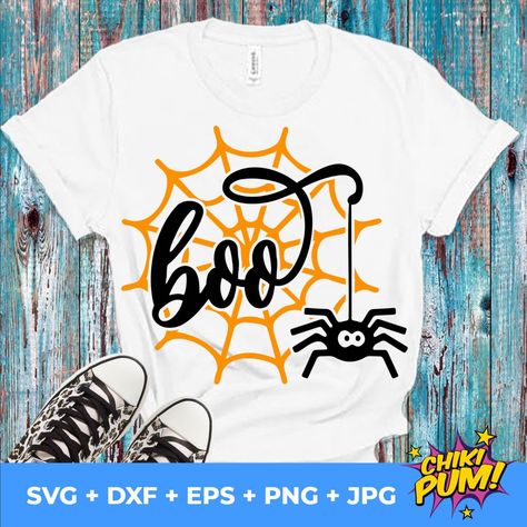 Boo Spider SVG • Halloween spooky spider with net T-shirt SVG cut files Iridescent Halloween, Diy Halloween Shirts, Spider Svg, Halloween Shirt Svg, Halloween Shirt Design, Spooky Svg, Cricut Shirts, Spooky Spiders, Cute Shirt Designs