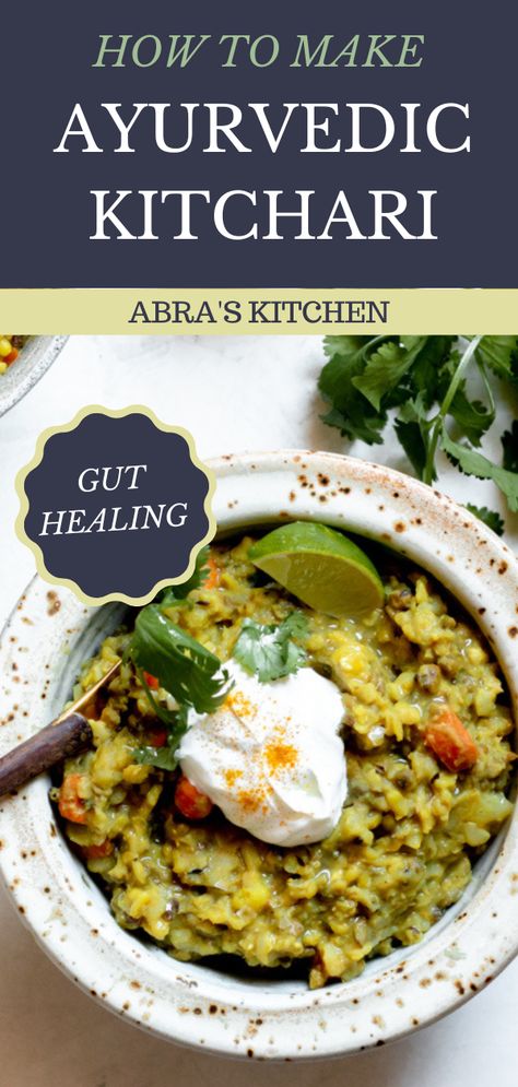 Kitchari, a traditional ayurvedic recipe, is a nourishing porridge made from mung beans, rice, vegetables, and healing spices. This gut-supportive kitchari recipe is loaded with flavor, a great source of fiber, and one of my all-time favorite savory breakfast recipes. Kitchari Recipe, Healing Spices, Breakfast Sides Dishes, Savory Breakfast Recipes, Functional Nutrition, Ayurveda Recipes, Natural Recipes, Ayurvedic Recipes, Turmeric Recipes