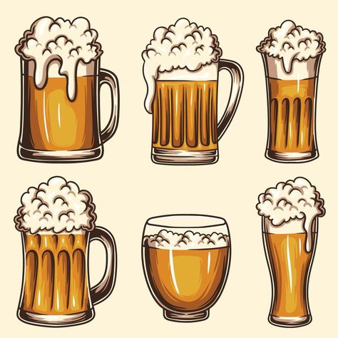 Beer Mug Design Ideas, Beer Glass Illustration, Beer Clipart, Pilsner Beer, Food Drawings, Drawing Prompts, Drawing Prompt, Black Image, Barbie Furniture