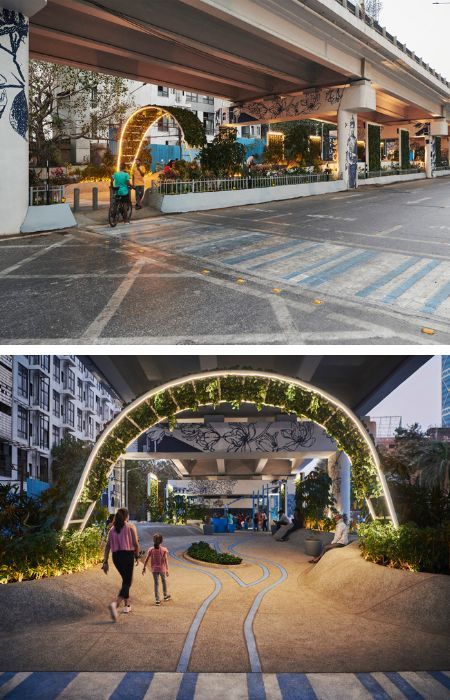 Community Space Design, Urban Spaces Design, Sustainable Architecture Design, Landscape Architecture Plan, Under Bridge, Urban Concept, Retail Facade, Urban Intervention, Campus Design