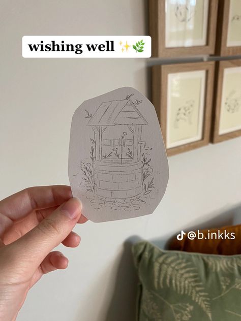 Wishing Well Tattoo, Well Tattoo, Stick N Poke, Wishing Well, Tiny Tattoos, Tattoo Sketches, Cute Tattoos, Tattoos And Piercings, Tatting