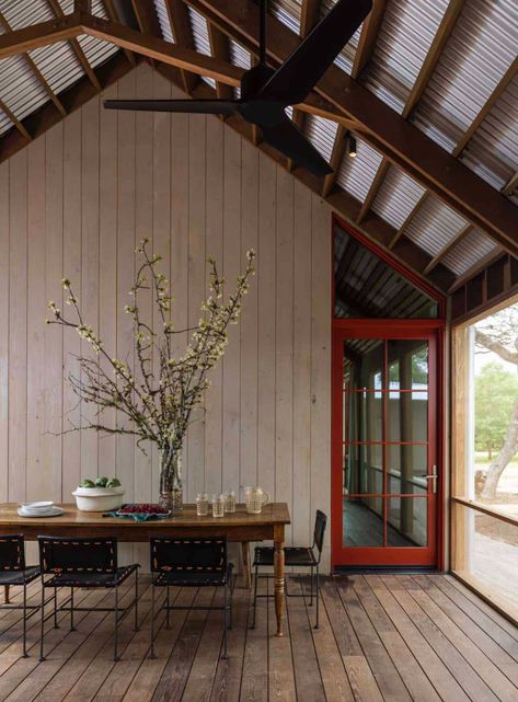 Cypress Walls, Slat Ceiling, Wood Slat Ceiling, Marie Flanigan Interiors, Lake Flato, Marie Flanigan, Round Top Texas, Fayette County, Wood Floors Wide Plank