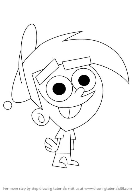 Learn How to Draw Timmy Turner from The Fairly OddParents (The Fairly OddParents) Step by Step : Drawing Tutorials 90s Cartoon Outline, Cartoon Outlines To Draw, Cartoon Network Doodle Art, Cartoon Network Sketches, Family Guy Drawing, Retro Cartoon Characters, Disney Character Sketches, Famous Cartoon Characters, Cartoon Tattoo Ideas