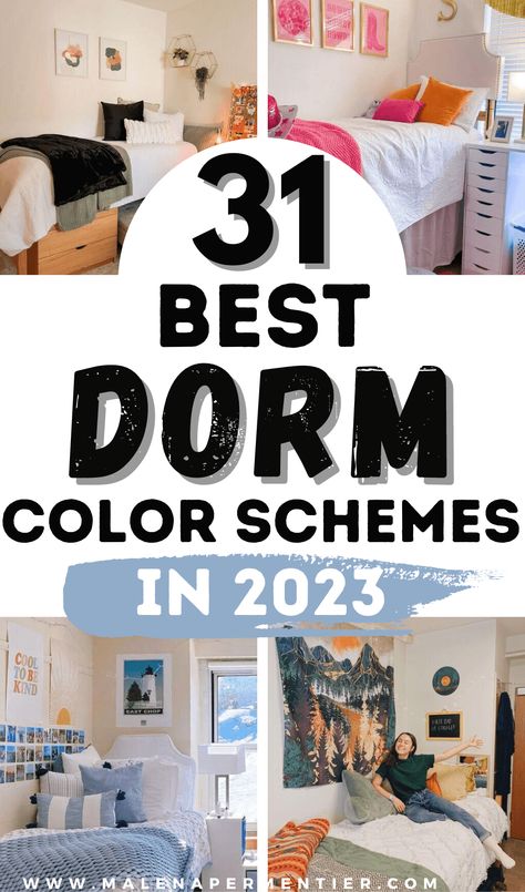 31 Insanely Cute Dorm Room Color Scheme Ideas To Recreate In 2023 2023 Dorm Room Ideas, College Dorm Themes Color Schemes, Dorm Room Decor 2023, Neutral Dorm Room Decor, College Dorm Decorations Room Themes, Modern Dorm Room Decor, Color Schemes For Dorm Rooms, College Dorm Room Color Schemes, 2023 Dorm Room