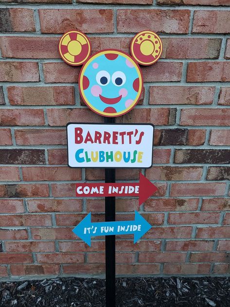 Personalized Mickey Mouse Clubhouse Party Sign - Etsy Mickey Mouse Theme Party Target, Mickey Clubhouse Cake Table, Disney Backyard Party, Mickey Mouse Bday Games, Mickey Mouse 1st Birthday Party Games, Mickey Mouse Birthday Games Activities, Mickey Mouse Welcome Sign, Mickey Mouse 2nd Birthday Decorations, Mickey Mouse Clubhouse Birthday Party 1st