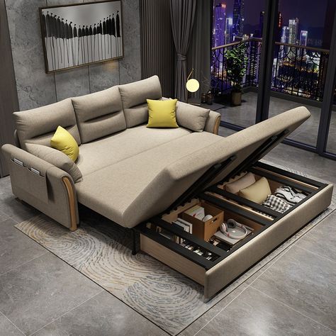 Sofa Cum Bed Design, Sofa Come Bed, Sofa Bed Convertible, Small Apartment Storage, Sofa Cum Bed, Sofa Bed Furniture, Sofa Bed Living Room, Sofa Bed Frame, Apartment Storage