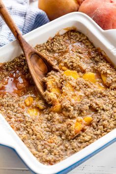 Peach Crisp Recipe, Crisp Desserts, Peach Crisp, Dessert Recipies, Fruit Crisp, Peach Desserts, Canned Peaches, Peach Recipe, Crisp Recipe