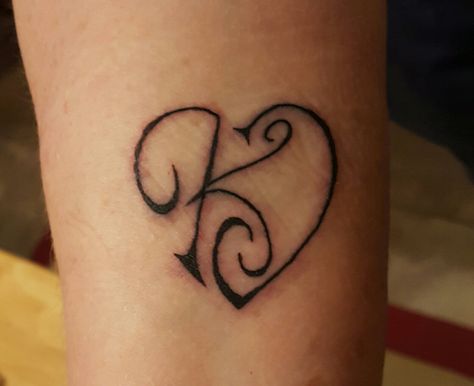 On forearm... K and D K Tattoos, D And K, Love Quote Tattoos, Letter Tattoo, K Tattoo, Quote Tattoos, D Tattoo, Tattoo Lettering, Heart Tattoo