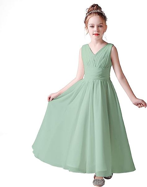 Green Flower Girl Dresses, Chiffon Flower Girl Dress, Sage Bridesmaid Dresses, Sage Green Dress, Formal Occasion Dress, Fancy Dress Up, Fashion Sketches Dresses, Chiffon Flower, Wedding Flower Girl Dresses