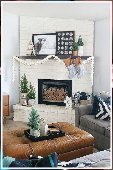 Christmas Mantel Decorating Ideas - Amazing - Stop Looking! Get all your needs fulfilled from one of the leading online retailers. Fireplace Christmas Decorations, Fireplace Christmas, Boho Christmas Decor, Christmas Fireplace Decor, Christmas Mantel, Christmas Mantel Decorations, Diy Candle Holders, Mantel Decor, Christmas Fireplace