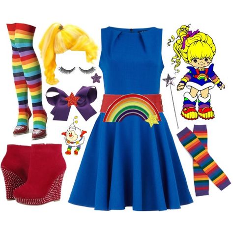 Rainbow Brite, created by azurafae on Polyvore Rainbow Bright Costume For Women, Rainbow Brite Costume Diy, Rainbow Bright Costume, Rainbow Bright Costumes, 80s Cartoon Costumes, Rainbow Brite Costume, Rainbow Brite Party, Costume Rainbow, Real Rainbow