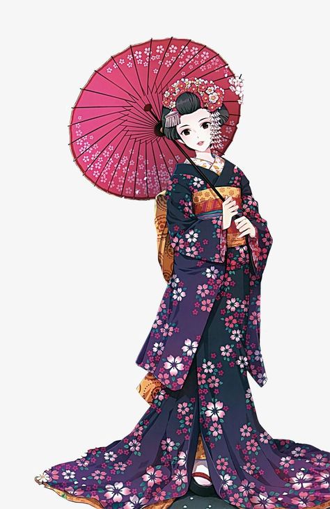 Japanese Art is Subarashii Geisha Anime, Geisha Illustration, Anime Kimono, Fashion Clipart, Japanese Dress, Anime Inspired Outfits, Art Manga, Dress Sketches, Anime Inspired