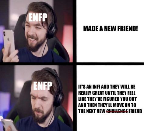 Enfp Love, Infj Friendship, Enfp Meme, Infj Meme, Enfp Infj, Personality Types Chart, Enfp And Infj, Intj Enfp, Infj Humor